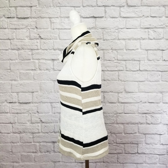 Dolan Anthro top cream tan black stripe cowl neck sleeveless women's size M - Picture 6 of 9